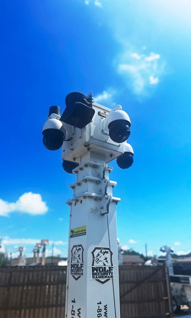 mobile surveillance unit in front of a blue sky
